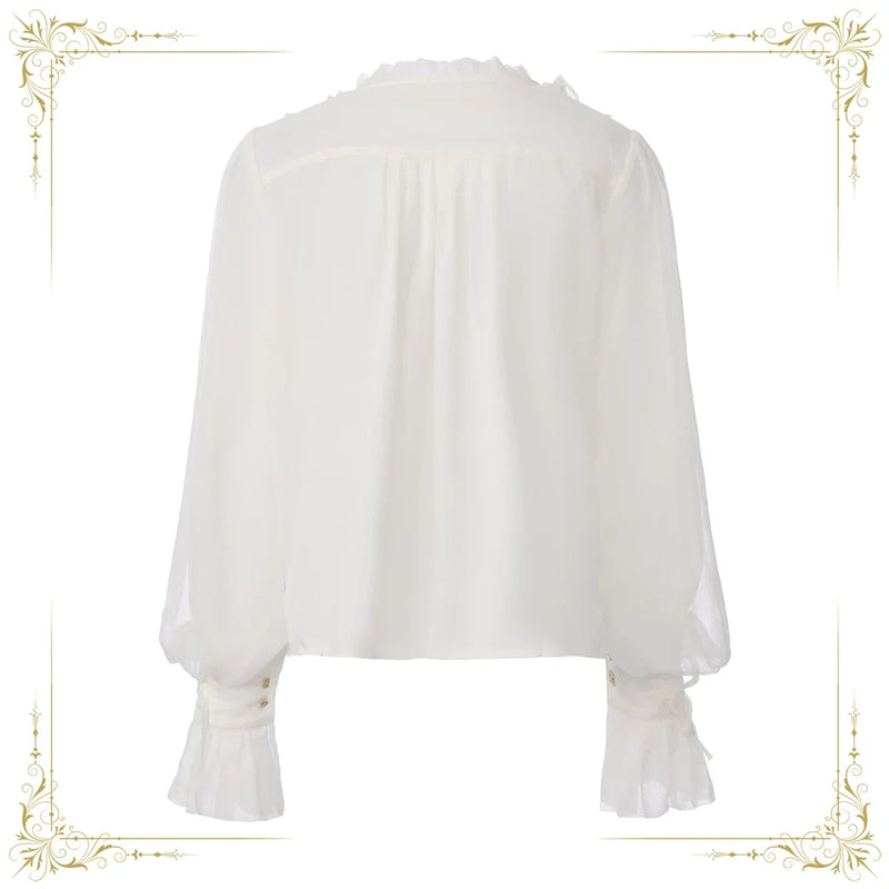 Immortal Thorn - Eternal Treasure Voyage - Ouji Lolita Chiffon Blouse with Ruffles