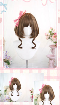 Dalao Home - Li Li - Short inward-curl fringe wig - Li Li Milk Tea Chestnut Brown