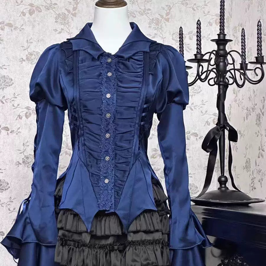 Sweetheart Dream Machine - Endless Night - Asymmetric Batwing-Sleeve Gothic Blouse