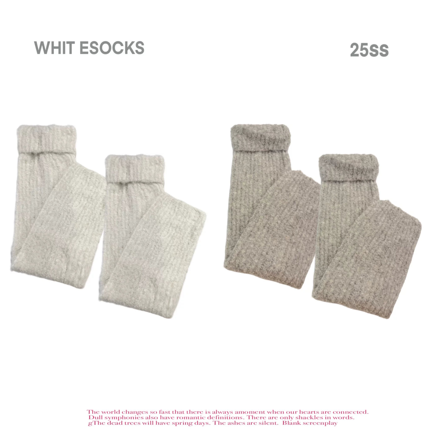 White Socks - The Feather and the Invitation - Slouch Socks with Layered Cuffs