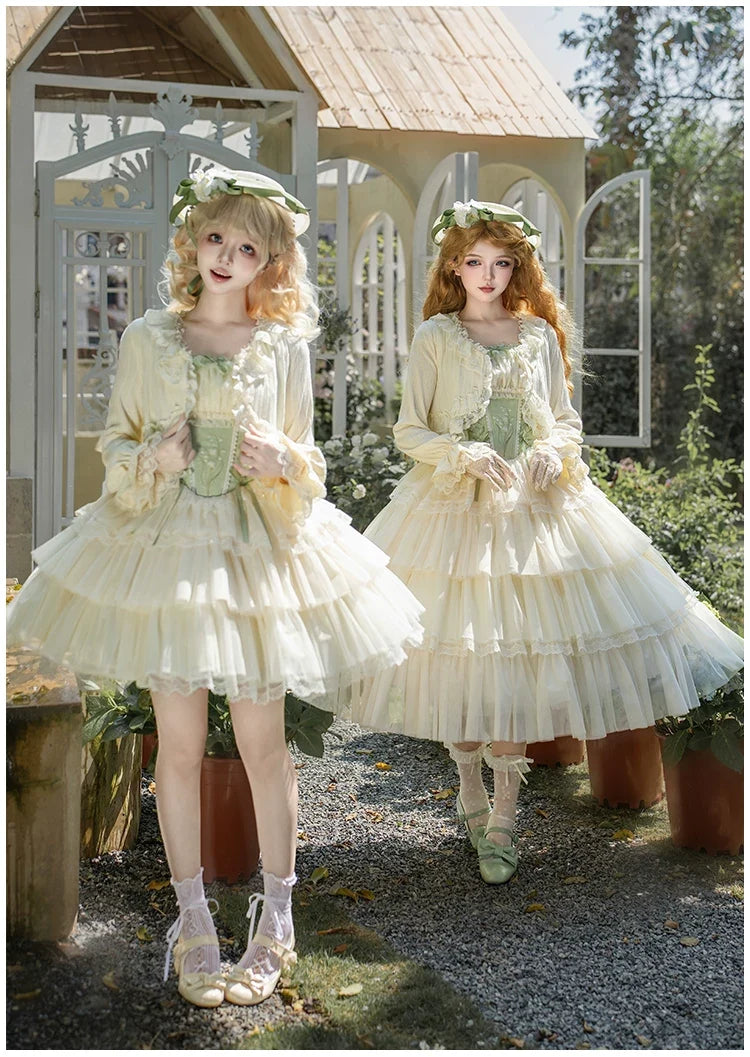 With PUJI - Lily of the Valley Whisper - Embroidered Classic Lolita Corset JSK Dress
