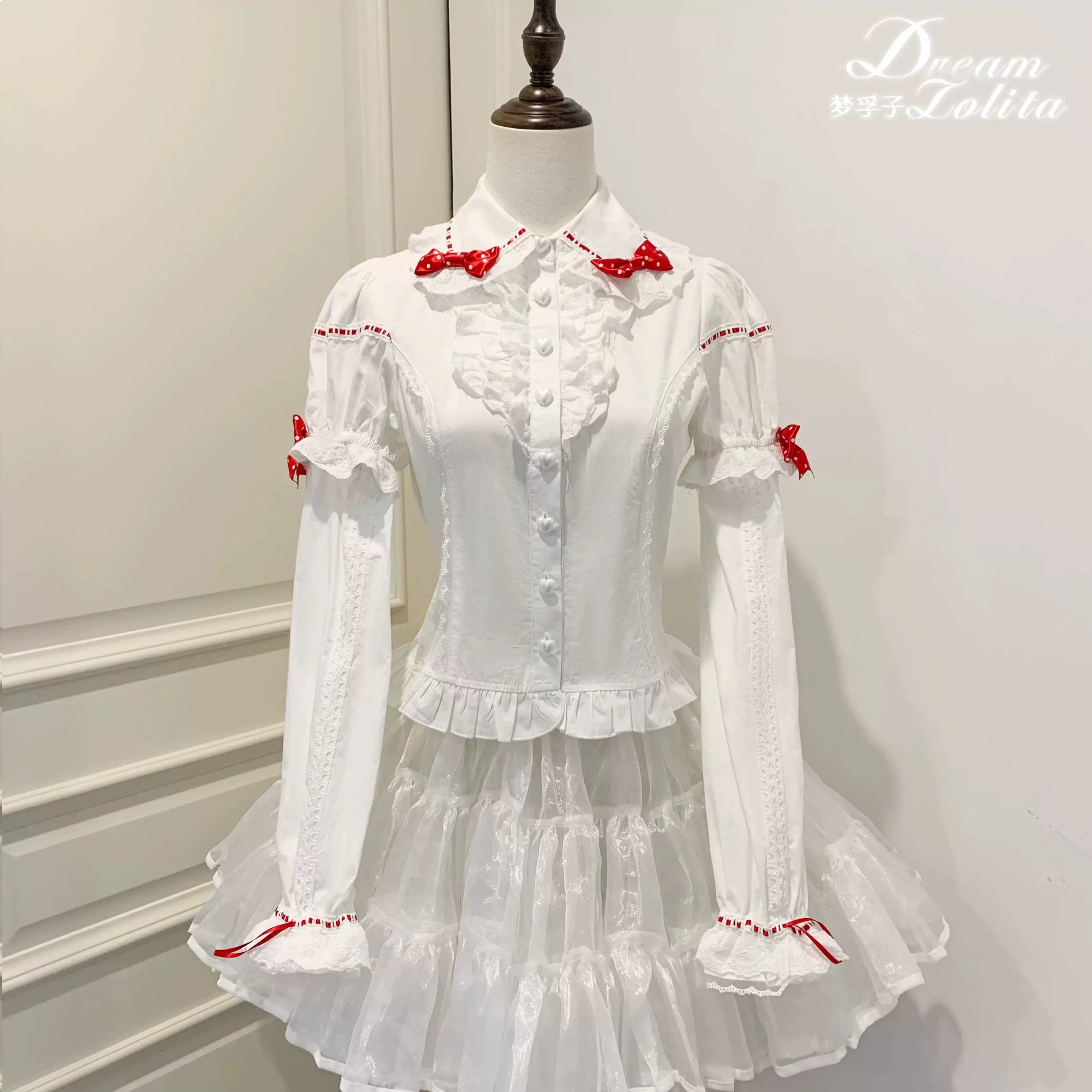 Mengfuzi - Strawberry Pear - official Lolita shirt/removable sleeve