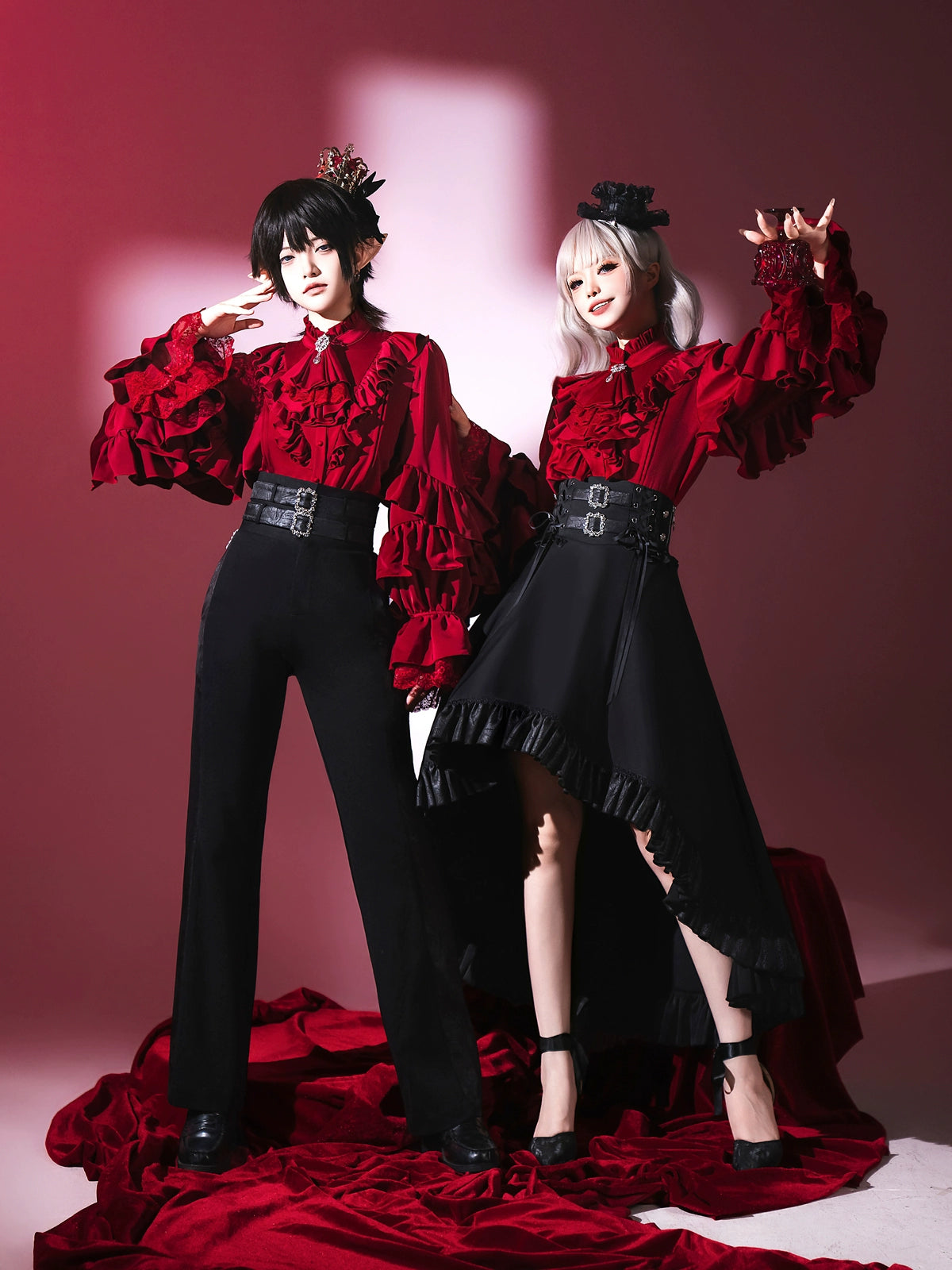 Every Page of The Poem - Night & Day Sonata - Ouji Lolita Princess Sleeve Shirt & Pants Suit
