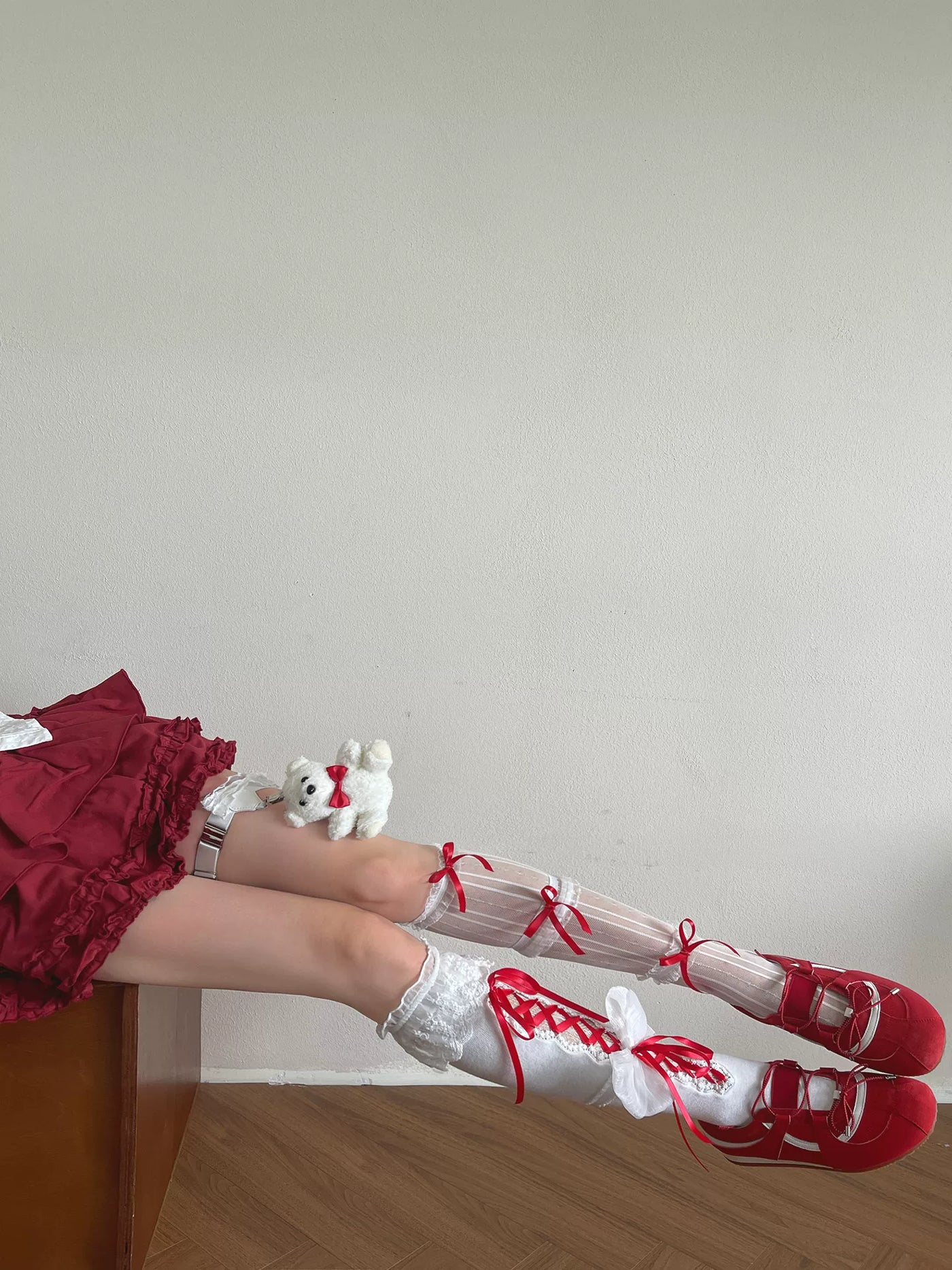 Sock Noble - Christmas Bear Garden - Mid-Calf Socks and Leg Accessories with Lace and Bear Details