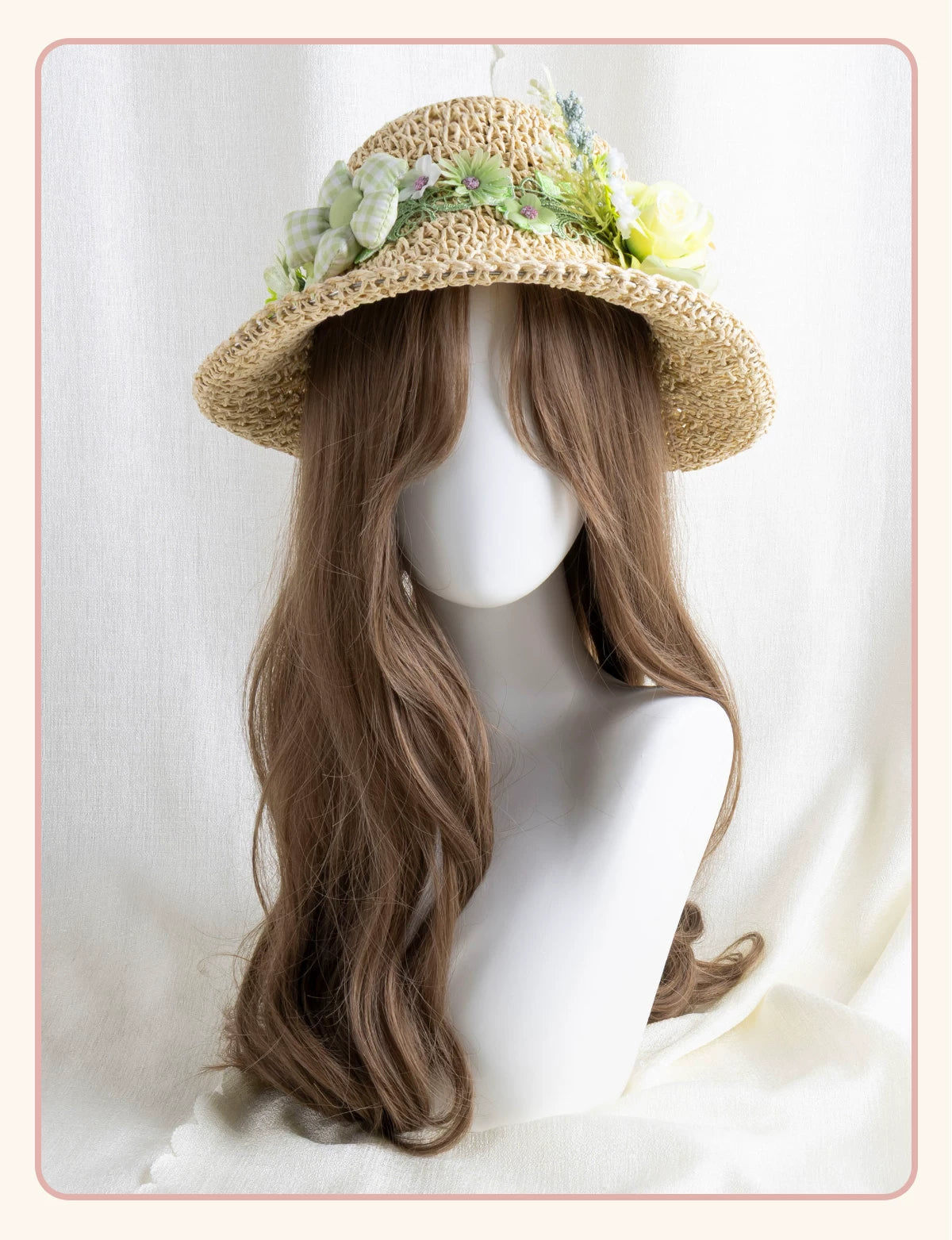 Stardust Rose - Floral Meadow - Woven Straw Sun Hat with Floral Trim