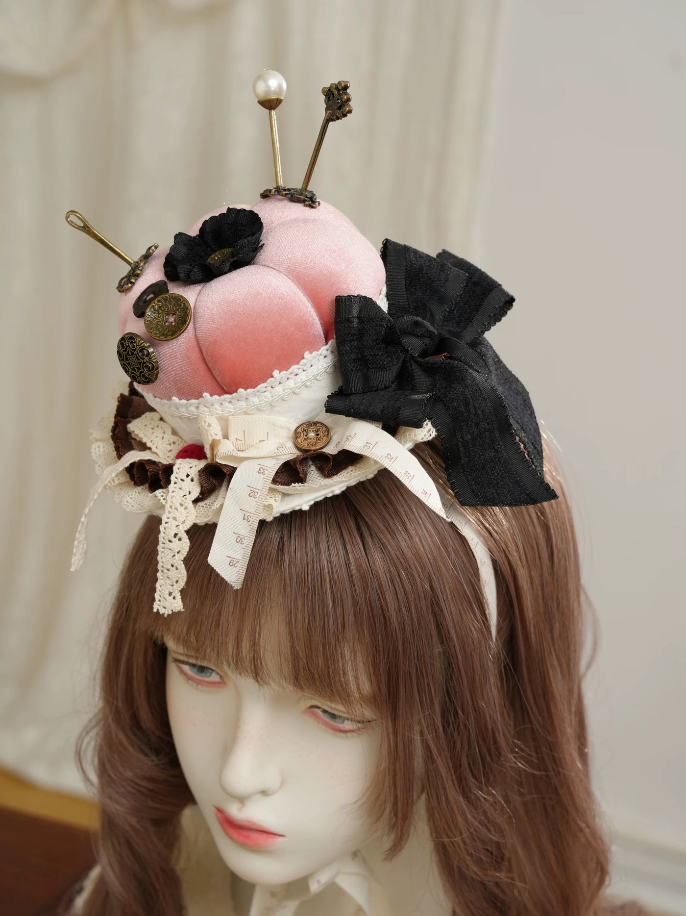 Star Box - Antique Patchwork House - Sewing-Inspired Mini Hat with Lace Trim