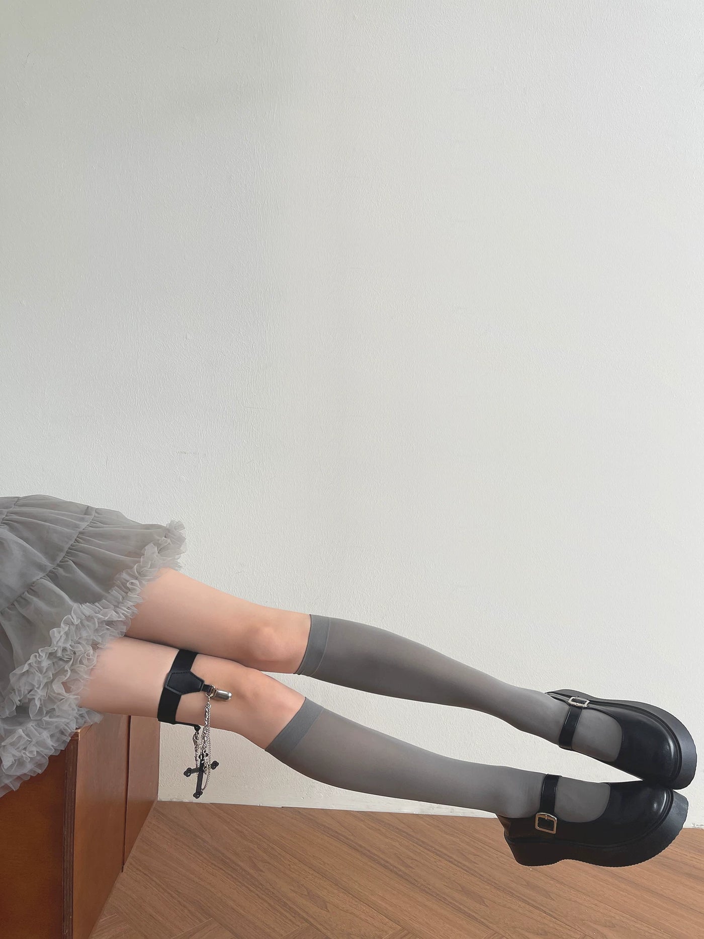 Sock Noble - Cross Chain - Mid-Calf or Over-the-Knee Socks with Cross-and-Chain Leg-Ring Detail