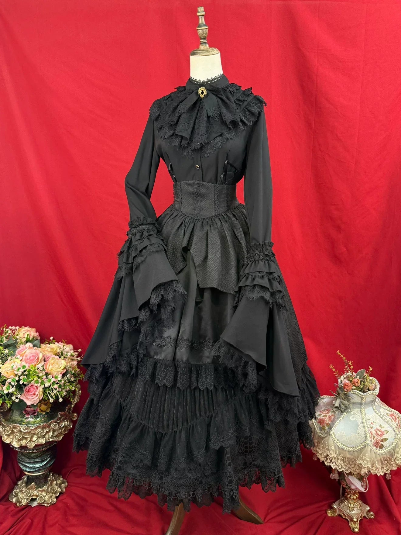 DMFS Lolita - Broken Winged Bat - Gothic Lolita Shirt & SK Set, Bat-wing Shaped Hem