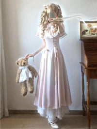 Creamy - Pink Cape - Pink OP Dress with a Ruffled Cape Collar - Dress / S