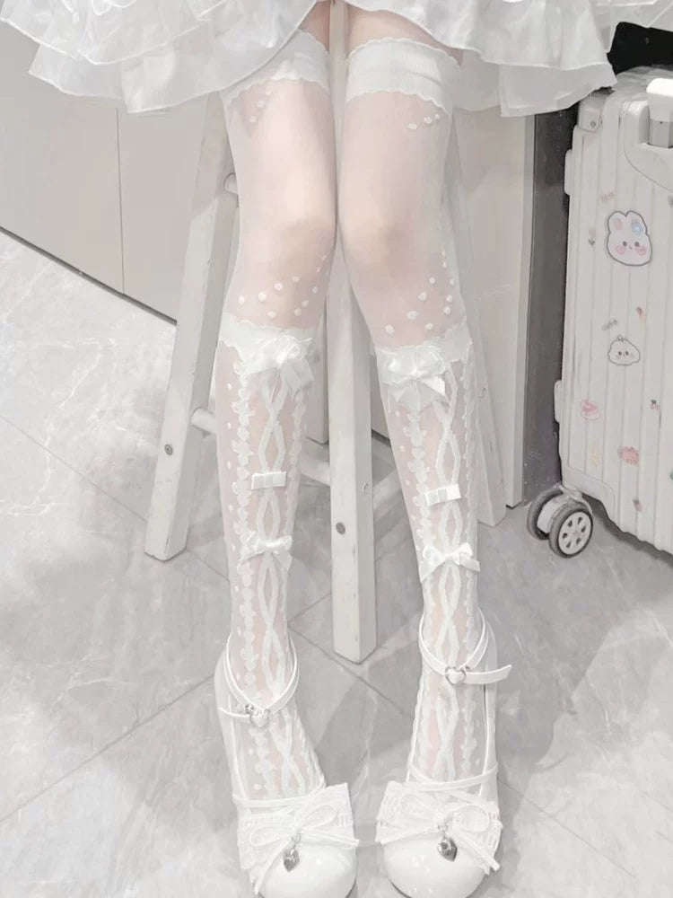 Fantasy Doll - Crossed Bow - Over-the-Knee Socks with Crossed Ribbon Detail