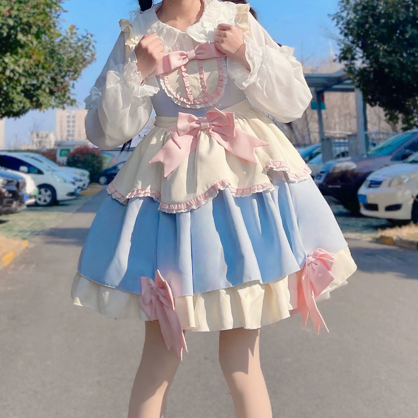 DMFS Lolita - Sweet Lolita Blouse Double-layered - Puff Sleeves Lolita Shirt Innerwear
