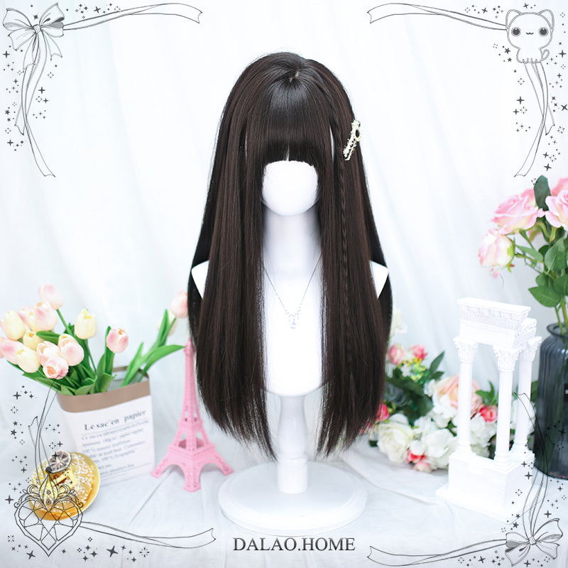 Dalao - Daily Lolita Wig Long Curly Various Styles Ins KOL Wig 2083 Black Tea