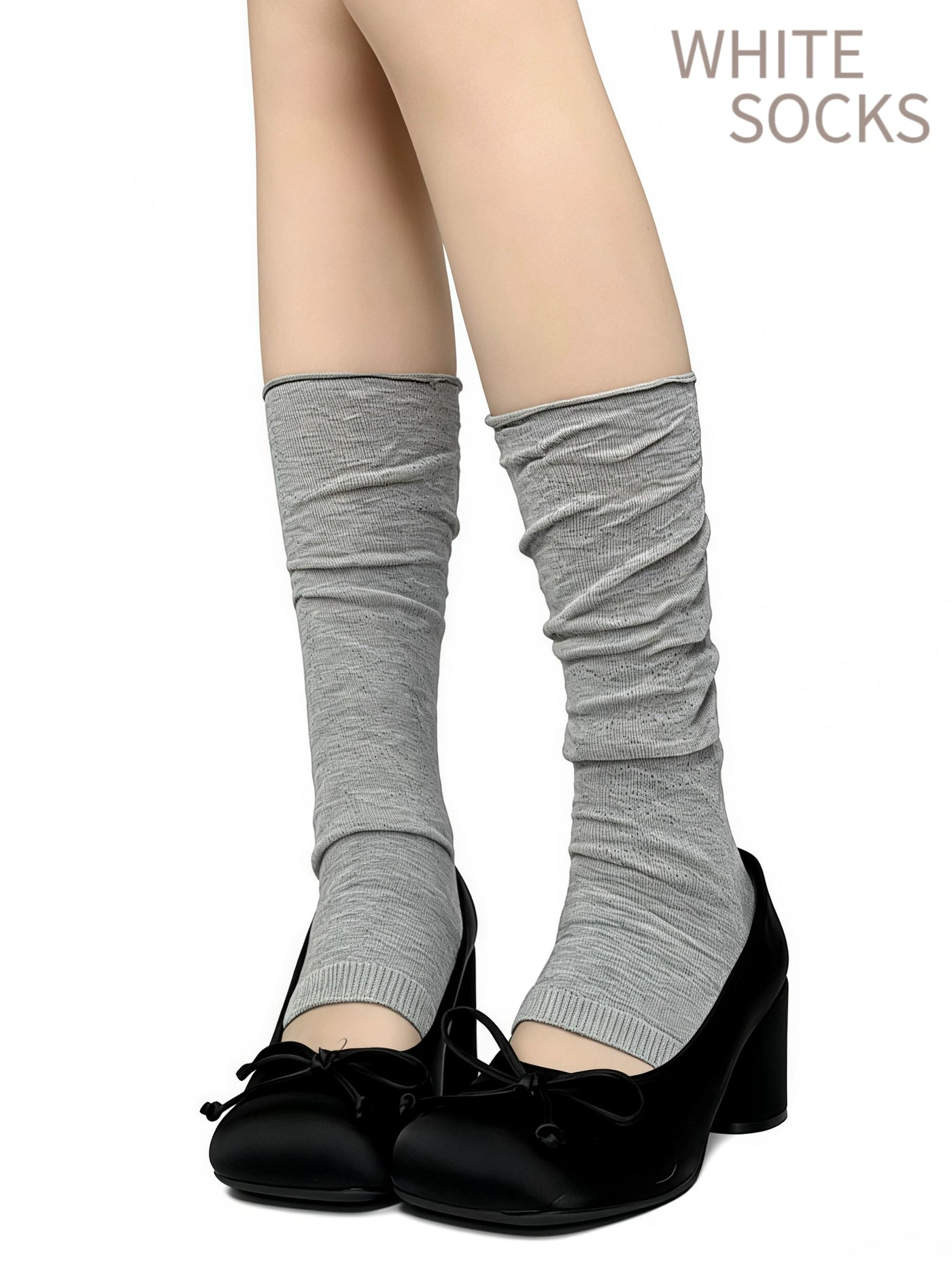 White Socks - Soft Ruffle Layers - Footless Mid-Calf Socks with Ruffle Edge