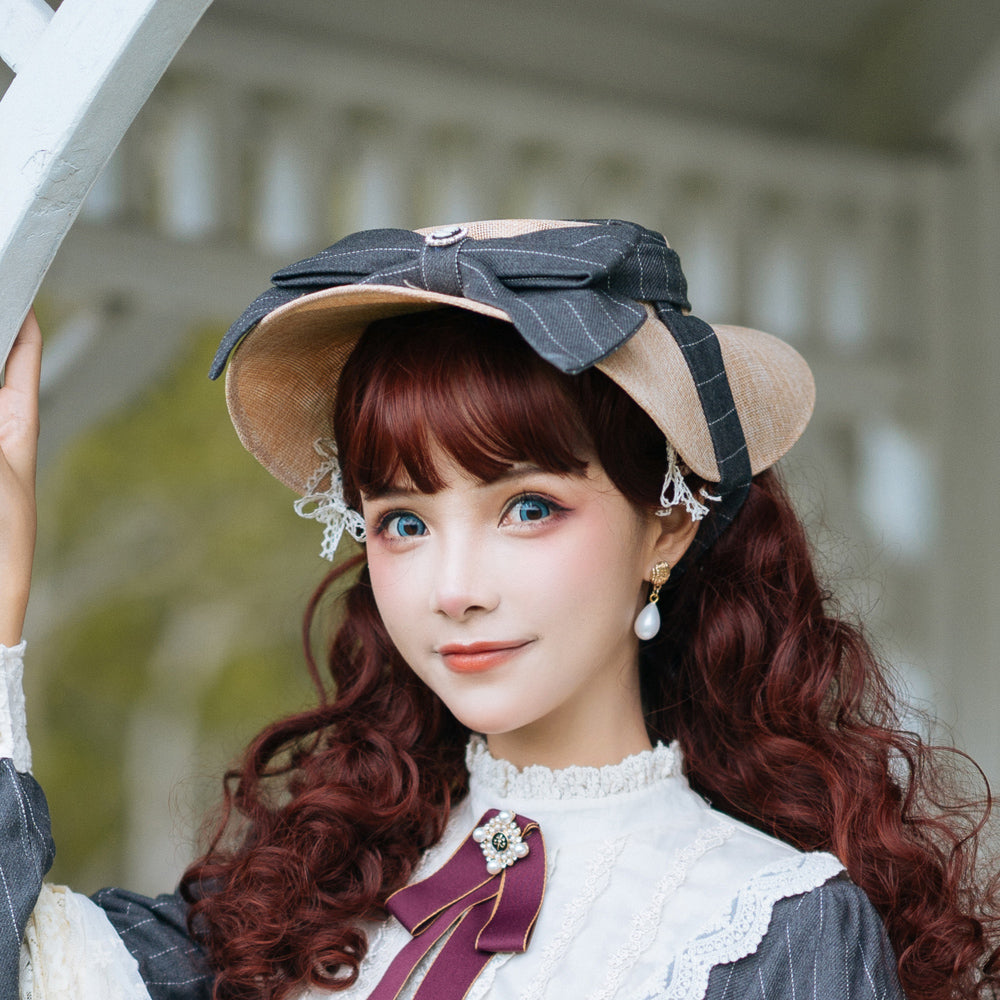 Miss Point - Rose Silhouette - Elegant Handmade Lolita Flat Hat