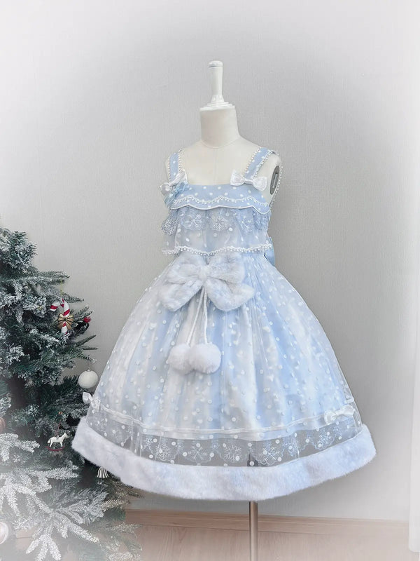 Tan Tuan Frosted Deer Blue JSK styled with a white layering top; only the selected item is included.