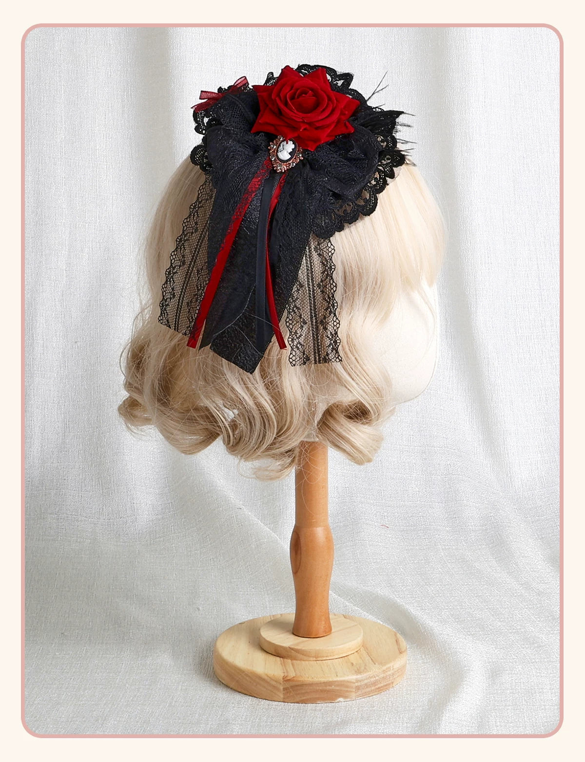 Stardust Rose - Rose Covenant - Lolita Accessories with Red Roses and Black Lace