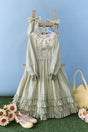 S / light green long-sleeved long dress