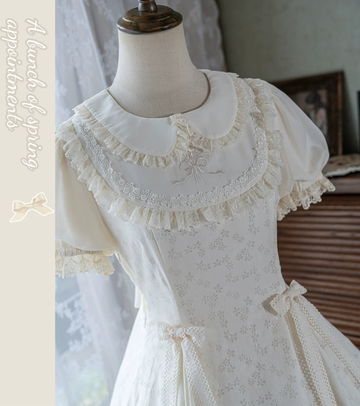 Pumpkin Planet - A Bunch of Spring Appointments - White JSK with Floral Burnout Embroidery