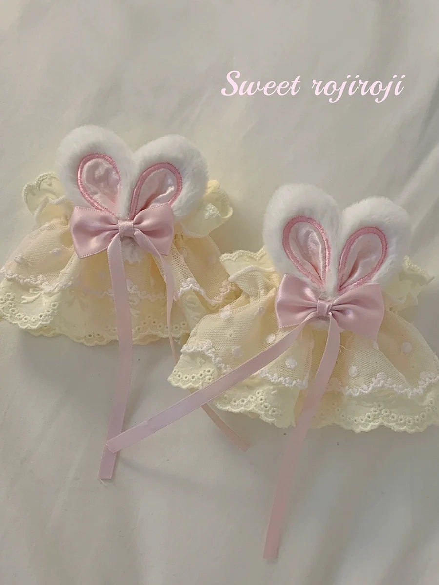 Roji Roji - Cute Lolita Bunny Ears Cuffs Lace - Summer Butterfly Hand Sleeves Hand Accessory