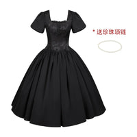 With PUJI - Old Testament - Lolita OP Dress, Detachable Styling - Long OP with pearl necklace In stock / S