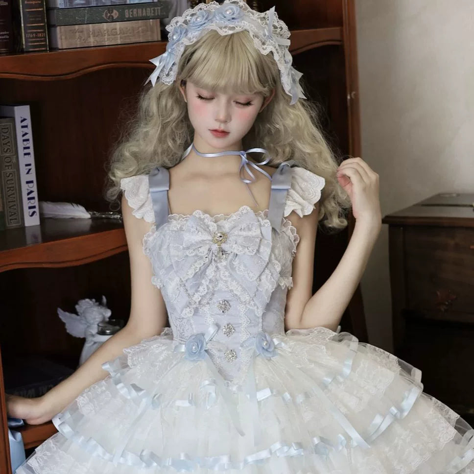 Lady Han Rose Feather Spin ballet JSK dress by Lolita Fetch featuring a floral rose pattern and elegant design.