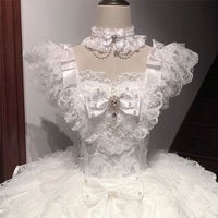 Xiao Yuyu - Feather Ballad - Bridal JSK Dress with Layered Lace Ruffles - White JSK dress + airplane box / S / standard