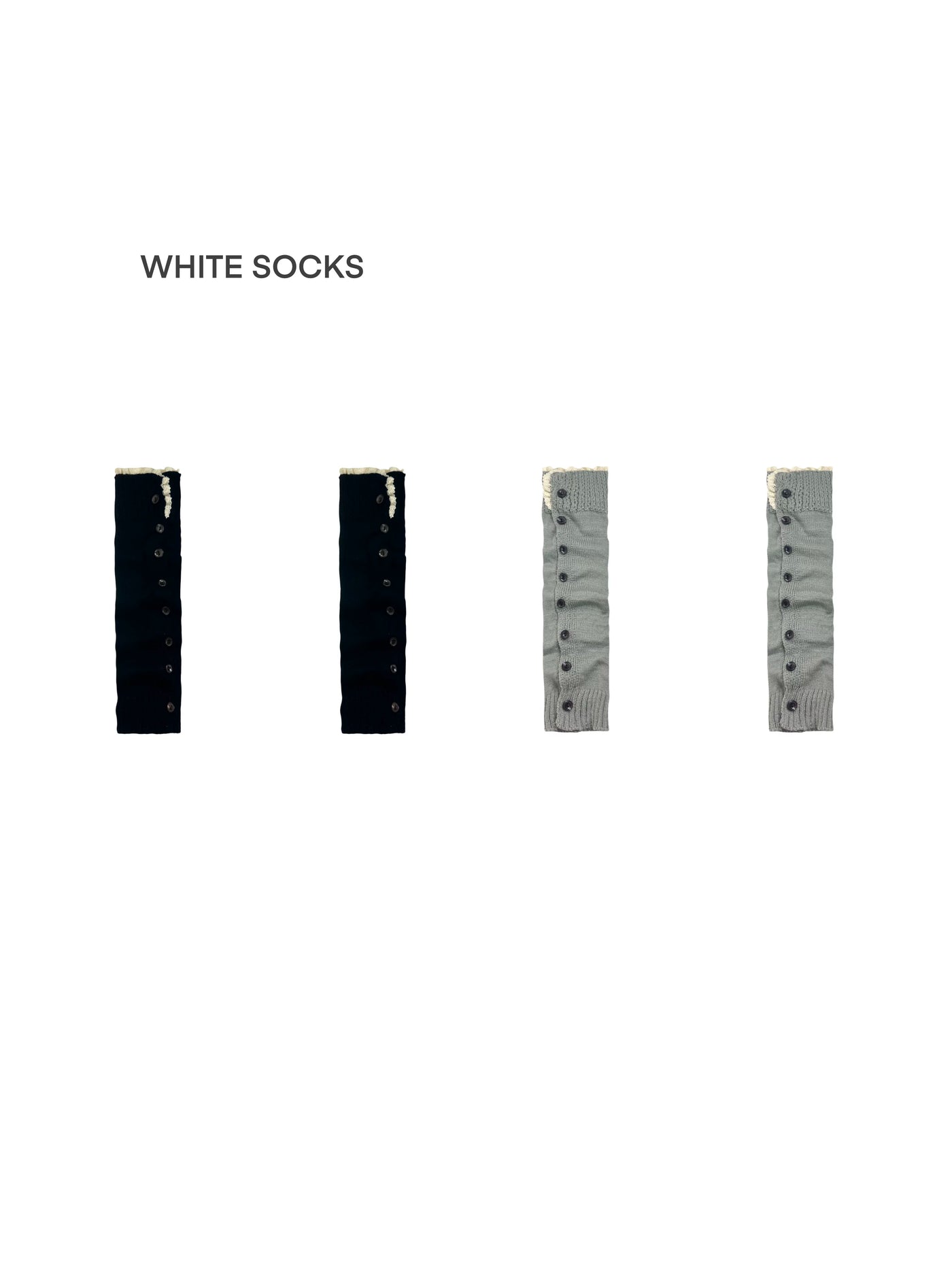 White Socks - Maillard Button Scrunch - Knit Leg Warmers with Side Buttons