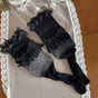One pair of cotton-pieced double-layer gauze lace stockings / One Size