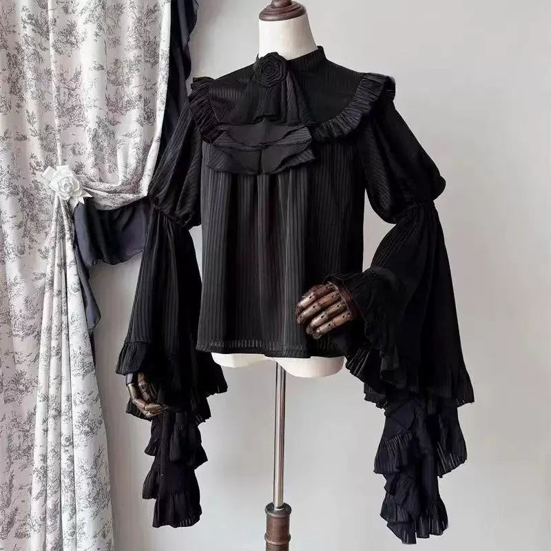 Sweetheart Dream Machine - Sleepwalking Manor - Blouse with Ruffled Flared Sleeves