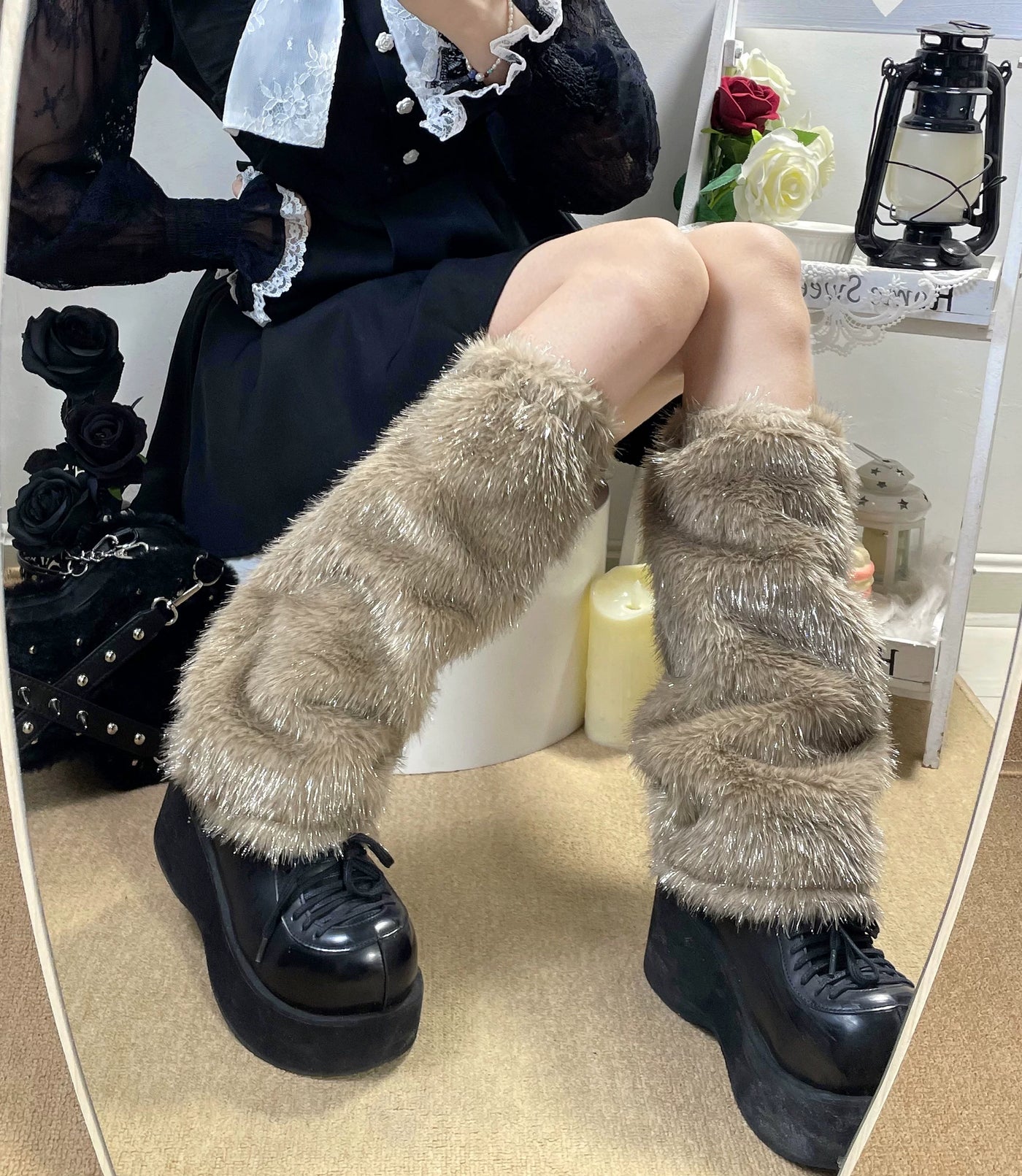 Fantasy Doll - Plush Layer - Plush Socks with a Stacked Mid-Calf Shaft