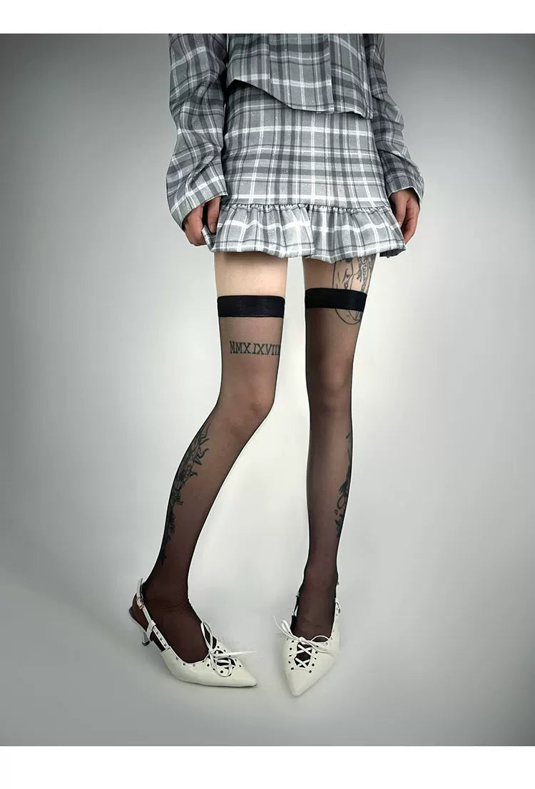 White Socks - Classic Sheer Line - Plain Sheer Stockings in Two Lengths