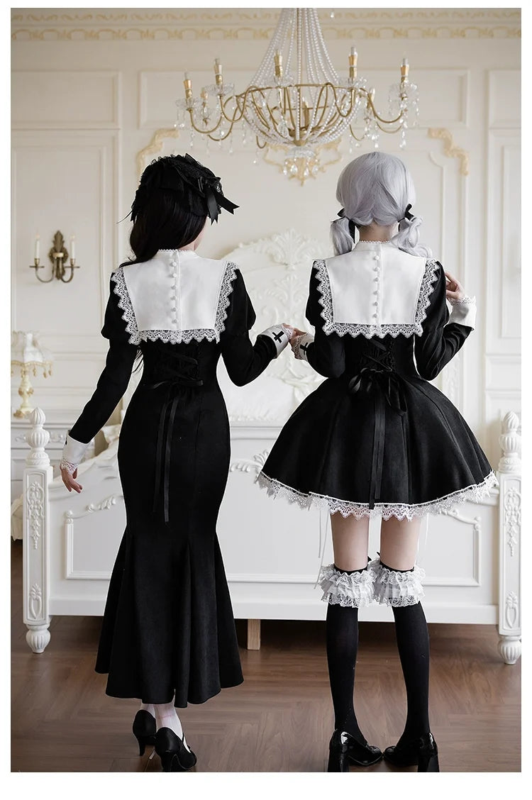 With PUJI - Rose Doll - Gothic Lolita Short OP, Mermaid Dress