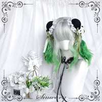 Sinwavy - Cabbage - silver-green gradient gothic short wig - Silver-Green Gradient
