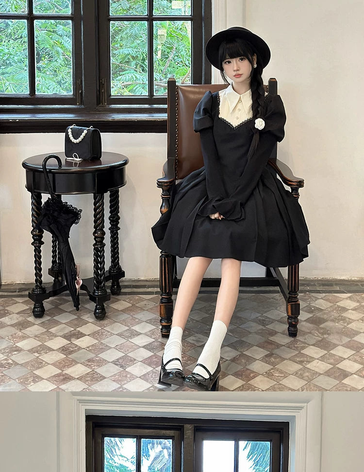 Dream Fu - Judgment 2023 - Gothic OP Dress or Shirt-and-Waist-Cincher Long-Skirt Set with Bib Collar