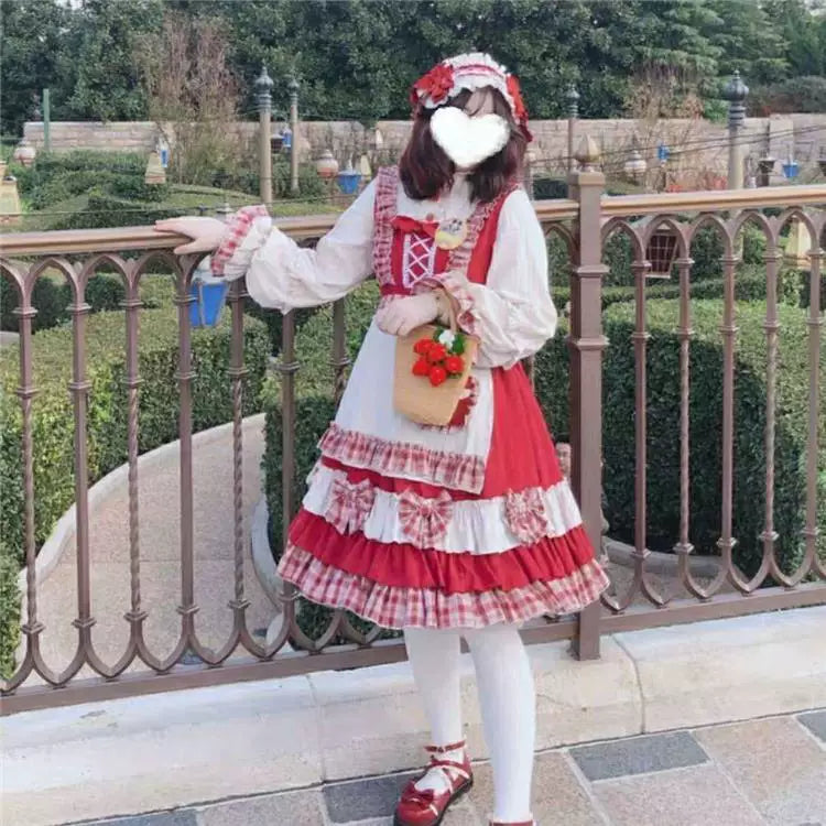 Gummy - Berry Girl - Long-Sleeve OP Dress with Cape, Apron and Hairband Option