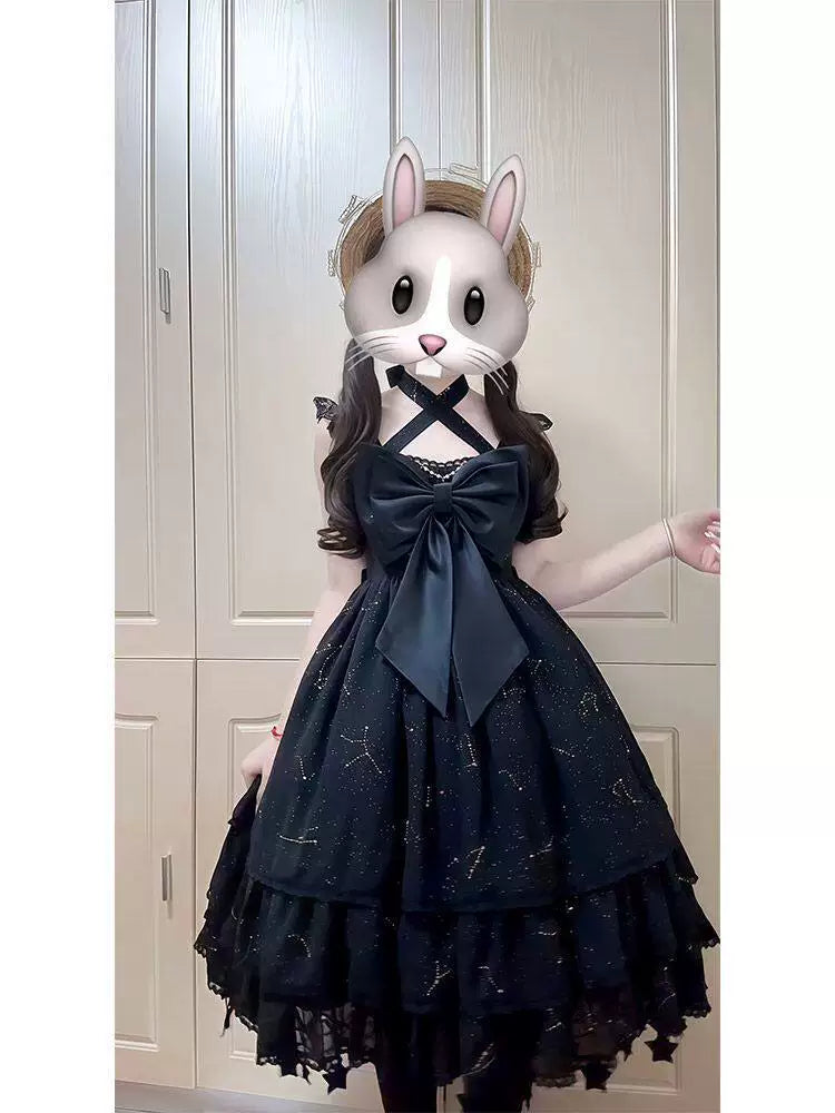 Creamy - Black Shell - Black Lolita dress with oversized bow