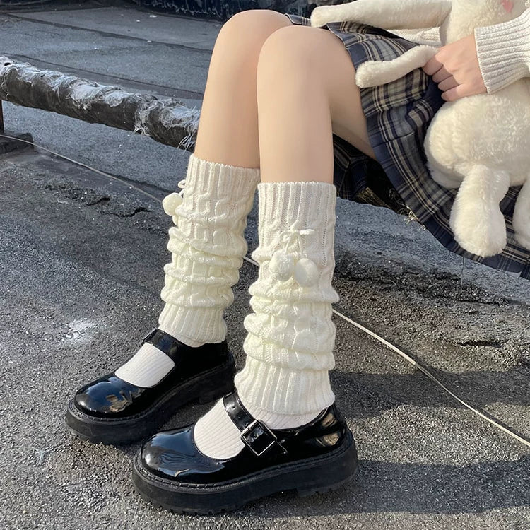 Floral Milk Cat - Candy Stripe Warmers - Striped Knit Leg Warmers