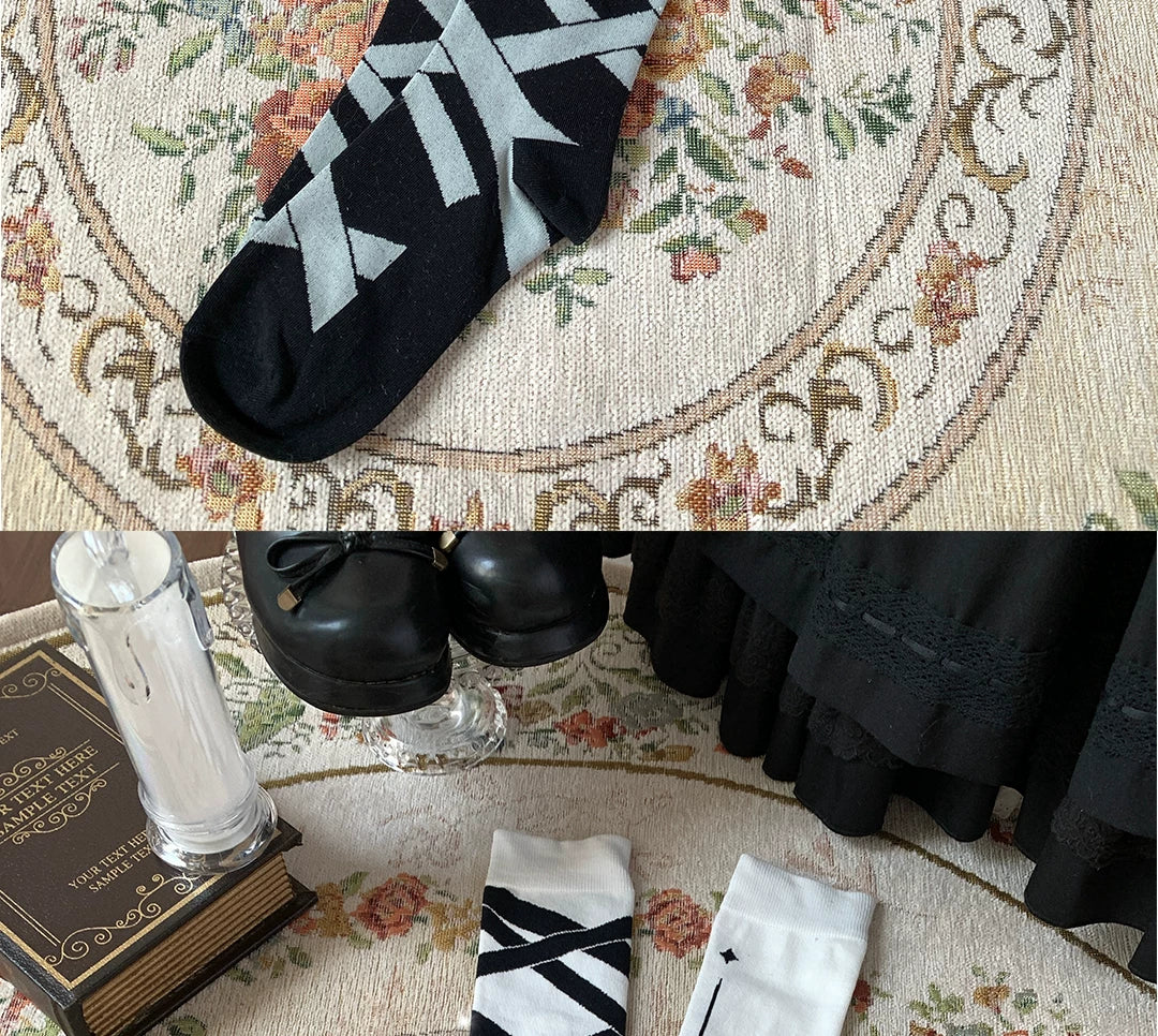 roji roji - Scissor Ribbon - Over-the-Knee Socks with Scissors Motifs