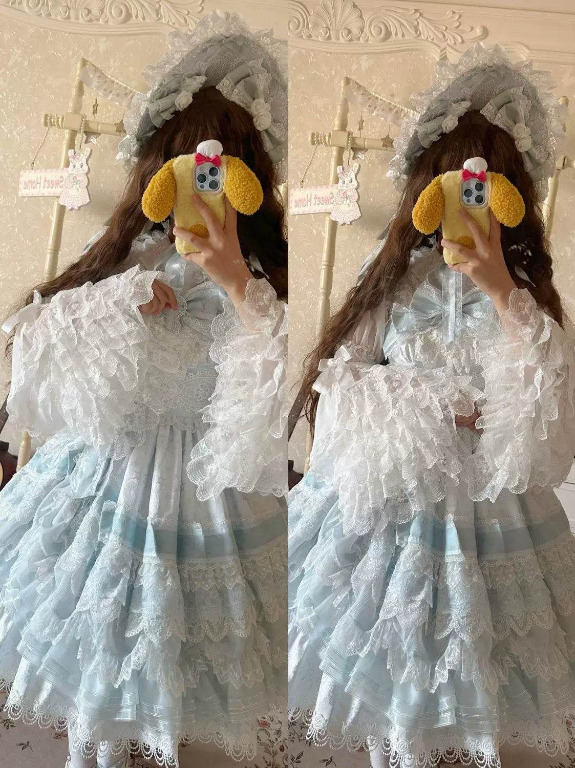 Sweetheart Dream Machine - Princess Sleeve - Chiffon Blouse with Layered Lace Ruffles
