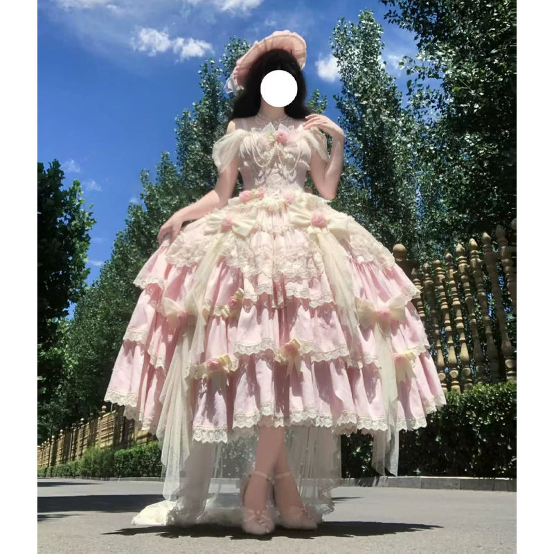 Emoji Dream - Balletcore Sweet Lolita Dress - Pink short-length