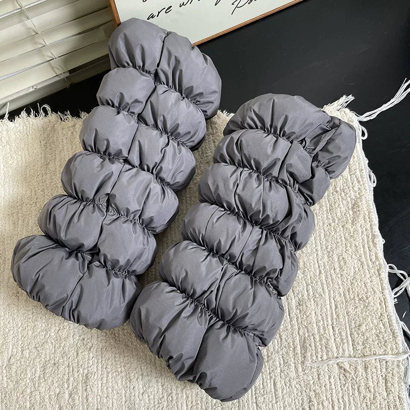 Sock Noble - Brown Caterpillar - Brown quilted leg warmers with gathered tiers