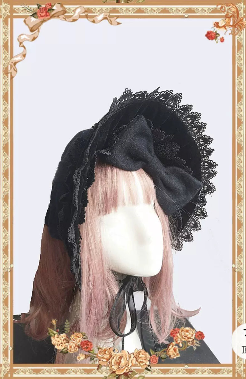 Infanta - Rose Sanctuary - Open-Crown Velvet Bonnet