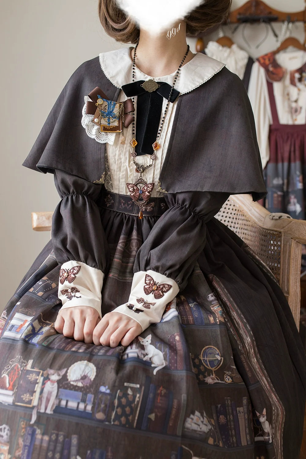Miss Point - German Bookshelf - Classic Lolita Headdress, Socks, Necklace, Brooch