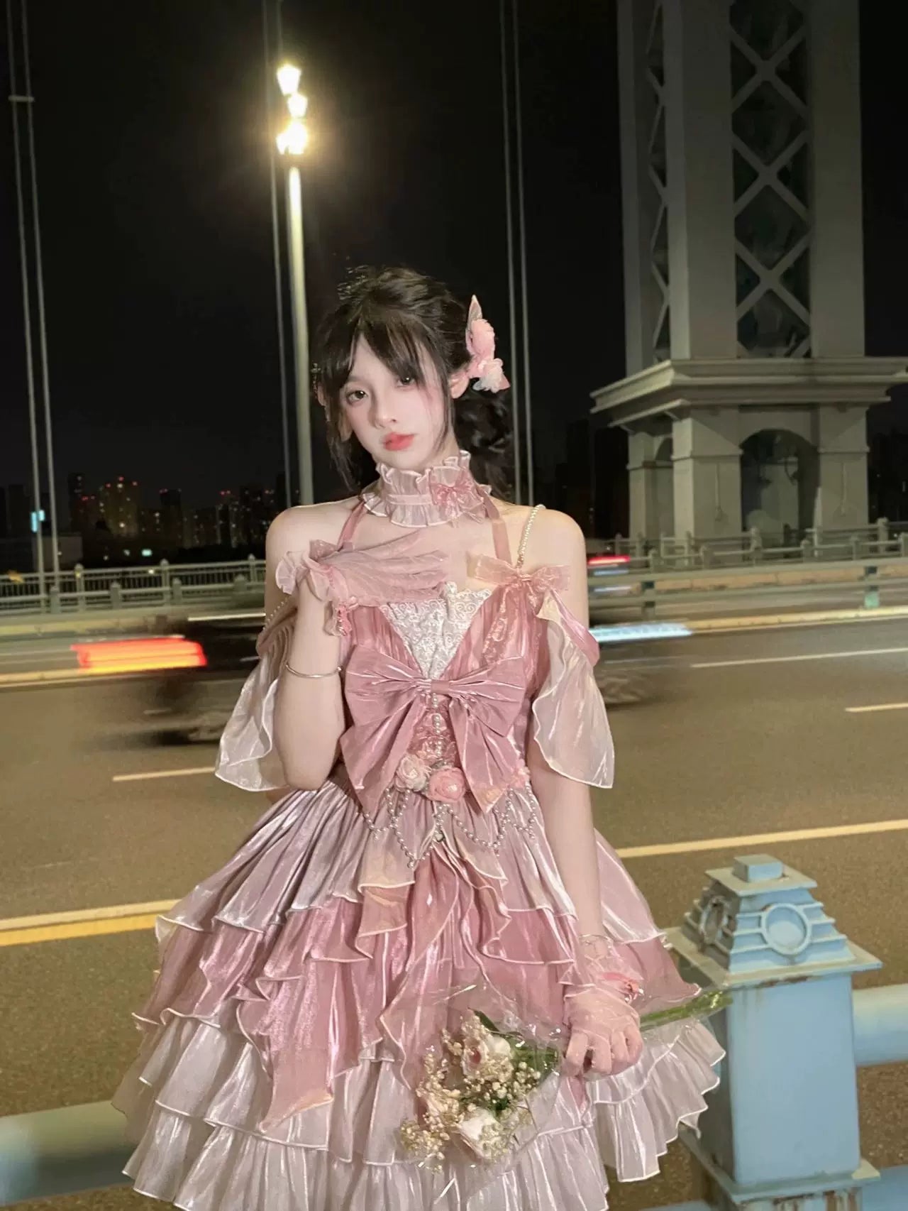 Creamy - Flower Fairy - Pink JSK Dress with Tiered Ruffles