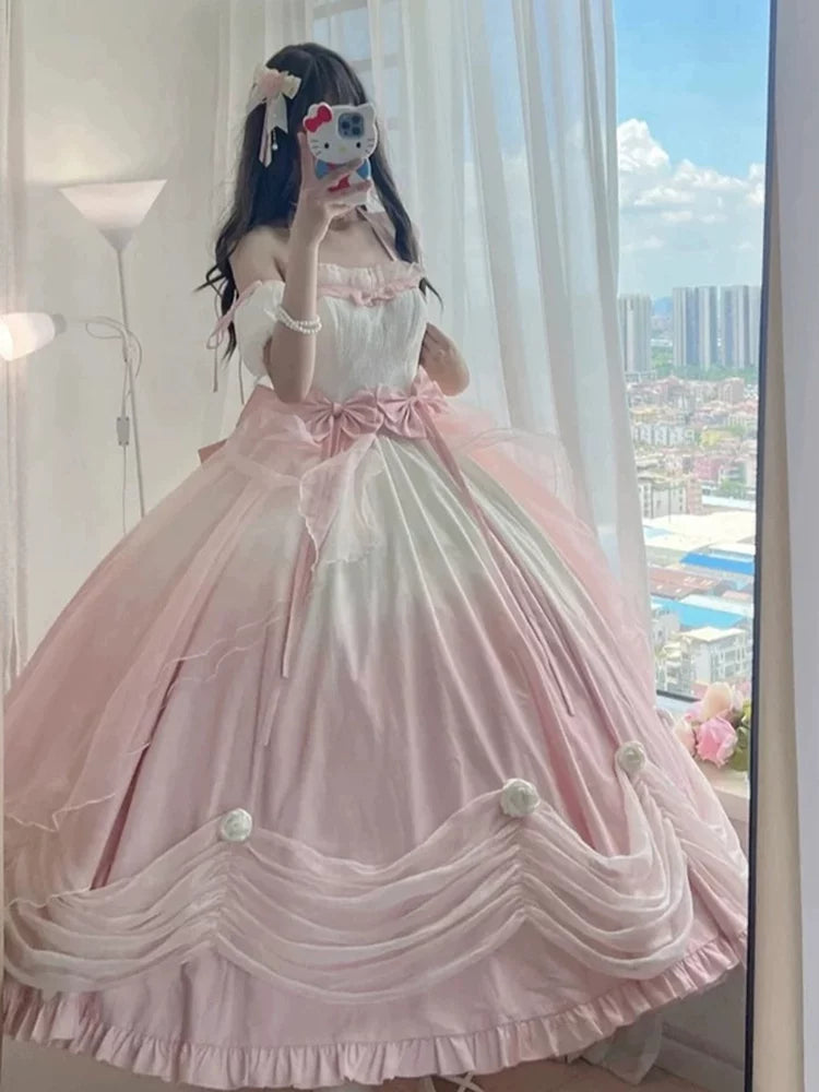 Emoji Dream - True Love's Kiss Lolita OP - Gradient pink off-shoulder