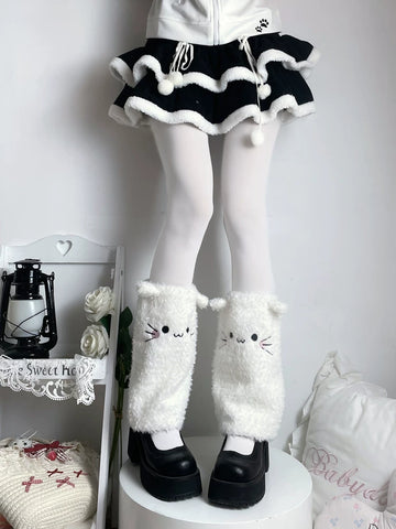 Fantasy Doll - Cat Face Cozy - Plush Cat-Face Leg Warmers