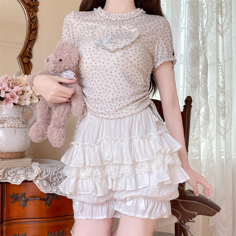 Sugar Girl - Cotton Sweet Lolita Bloomers - Tiered Ruffle Neckwear