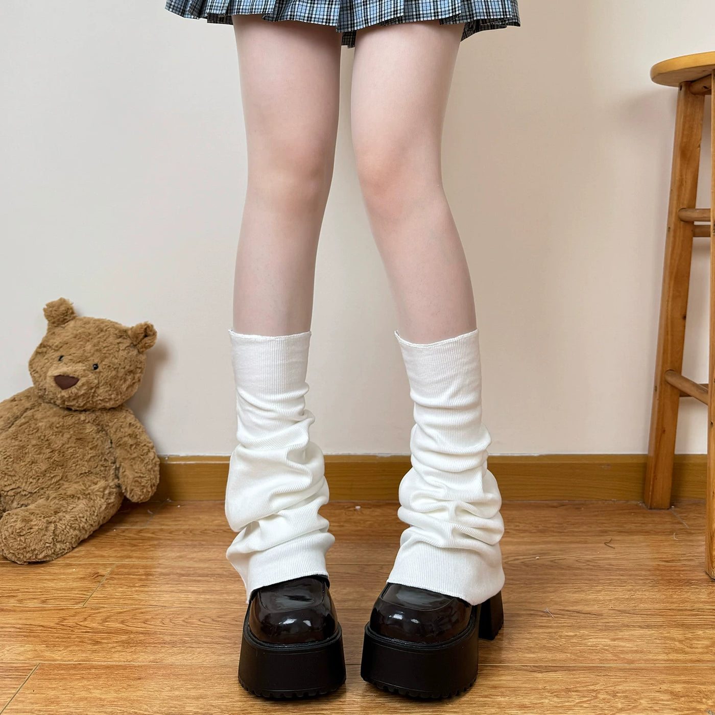Chubby Bear Tales - Harajuku Y2K - Knit Leg Warmers with a Scrunched Flare