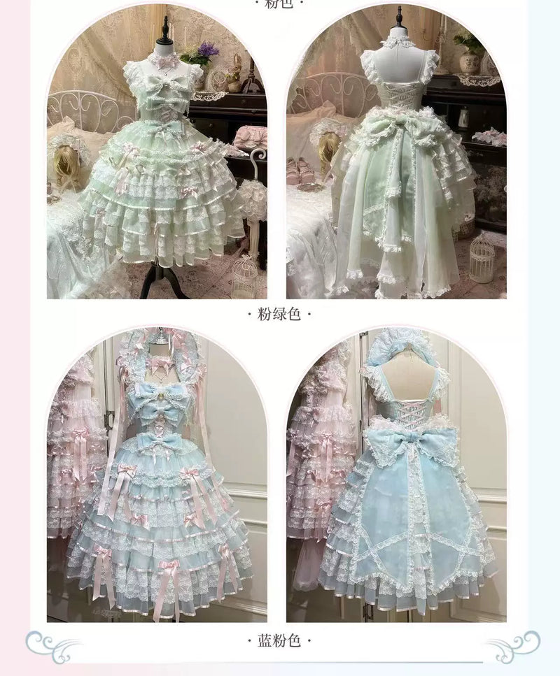 PS Original Design - Cherry Snow Love Song - Bridal Lolita JSK Dress Set - detail view 6