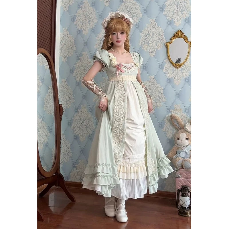 Creamy - Forest Empire - Green Lolita Dress with Puff Sleeves
